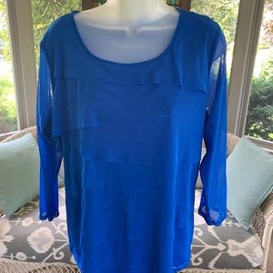 Alfani cobalt blue nylon long-sleeve layered top❣️